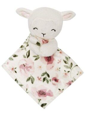 Plush Gerber Floral Lamb Baby Security Blanket Pink White Lovey New